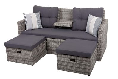 Gartensofa YANNIK Alu/Kunststoff Hellgrau Gartenmöbel Set Garten Loungeset