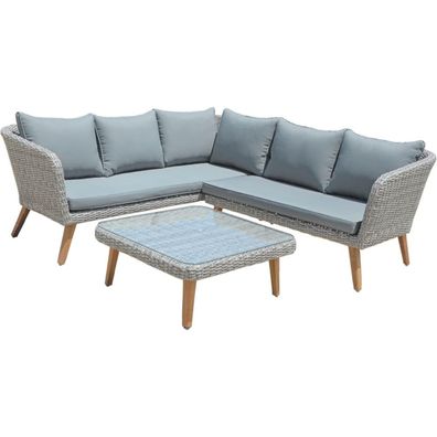 Gartenloungeset DUBAI grau Akazie Grau Gartenmöbel Set Garten Loungegruppe Lounge-Set