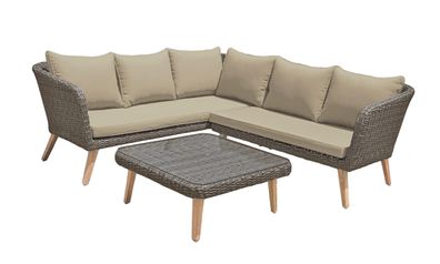 Gartenloungeset DUBAI anisbraun Akazie Braun Gartenmöbel Set Garten Loungegruppe