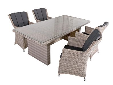 Garten-Sitzgruppe HANOI 5-tlg. Kunststoff Grau Gartenm?bel-Set Gartengarnitur
