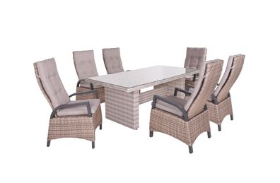 Garten-Sitzgruppe HANOI 7-tlg. Kunststoff Grau Gartenmöbel-Set Gartengarnitur