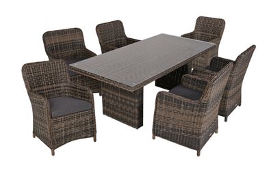 Garten-Sitzgruppe MILAN 7-tlg. Kunststoff Nelkenbraun Gartenmöbel-Set Gartengarnitur