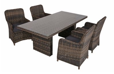 Garten-Sitzgruppe MILAN 5-tlg. Kunststoff Nelkenbraun Gartenm?bel-Set Gartengarnitur