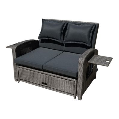 Gartensofa KYOTO Kunststoff Weidengrau Gartenliege Sonnenliege