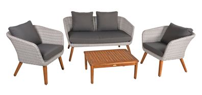 Garten-Sitzgruppe OSAKA Akazie Dunkelbraun Gartenm?bel-Set Gartengarnitur