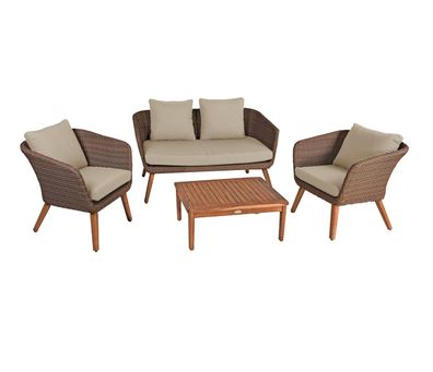 Garten-Sitzgruppe NAGOYA Akazie Braun Gartenm?bel-Set Gartengarnitur Garten-Essgruppe