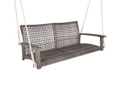 Garten-H?ngebank KIEL grau 131cm Breit Akazie Grau mit Armlehne H?ngebank Garten