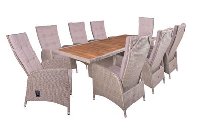 Garten-Sitzgruppe CELLE weidenbraun 9-tlg. Akazie Weidenbraun Gartenm?bel-Set
