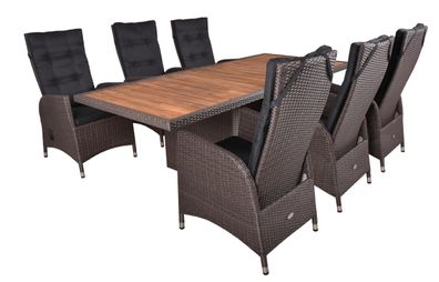 Garten-Sitzgruppe HAMM 7-tlg. Akazie Weidenbraun Gartenm?bel-Set Gartengarnitur