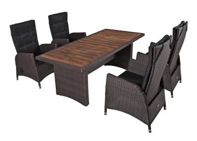 Garten-Sitzgruppe GRAZ 5-tlg. Akazie Weidenbraun Gartenm?bel-Set Gartengarnitur