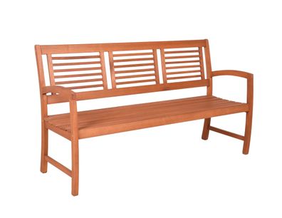 Gartenbank KASSEL 3-Sitzer 156cm Breit Eukalyptus Natur Terrassenbank Wetterfest