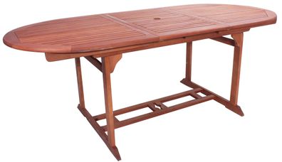 Gartentisch WEIMAR ausziehbar oval Eukalyptus Natur 150x90x74cm Ausziehtisch Esstisch