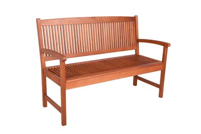 Gartenbank TOURS 2-Sitzer 127cm Breit Eukalyptus Hellbraun Terrassenbank Wetterfest