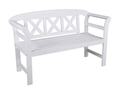 Gartenbank SIENA 2-Sitzer 128cm Breit Eukalyptus Wei?grau Terrassenbank Wetterfest