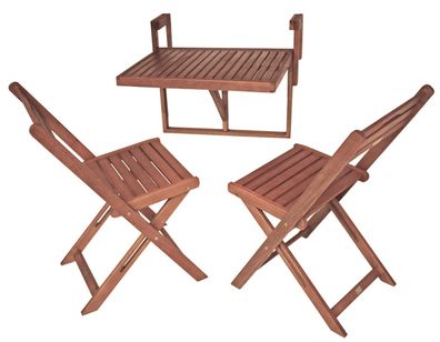 Balkonm?bel-Set PISA Eukalyptus Natur Balkon-Set Gartenm?bel-Set Sitzgruppe f?r