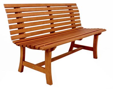 Parkbank MODENA 140cm Breit Eukalyptus Natur Gartenbank Wetterfest Terrassenbank
