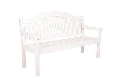 Gartenbank ESPOO 3-Sitzer 160cm Breit Eukalyptus Wei?grau Terrassenbank Wetterfest