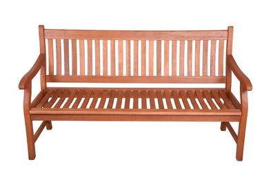 Gartenbank MALMO 3-Sitzer 158cm Breit Eukalyptus Natur Terrassenbank Wetterfest