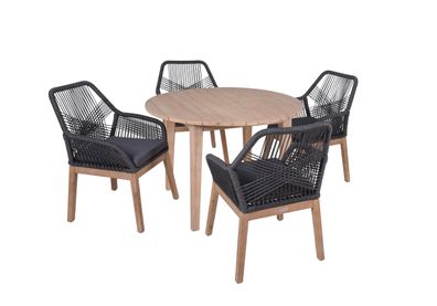 Garten-Sitzgruppe KIEV 5-tlg. Akazie Anthrazit Gartenm?bel-Set Gartengarnitur