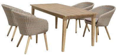 Garten-Sitzgruppe ZURICH 5tlg. Kunststoffgefllecht Akazie Hellbraun Gartenm?bel-Set