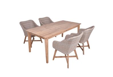 Garten-Sitzgruppe MUNICH 5-tlg. Akazie Braun Gartenm?bel-Set Gartengarnitur