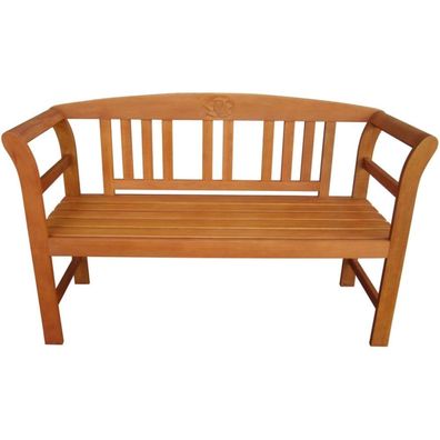 Gartenbank DENVER 2-Sitzer mit Rose 130cm Breit Eukalyptus Natur Terrassenbank