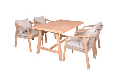 Garten-Sitzgruppe BERGEN 5-tlg. inkl. Auflagen Akazie Braun Gartenm?bel-Set