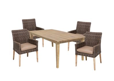 Garten-Sitzgruppe LUGANO Akazie Dunkelbraun Tisch rechteckig Gartenm?bel-Set