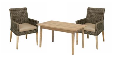 Garten-Sitzgruppe LUGANO Akazie Dunkelbraun Tisch klein Gartenm?bel-Set