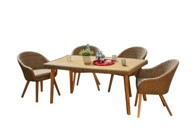Garten-Sitzgruppe ALICIA 5-tlg. Akazie Cognac Gartenm?bel-Set Gartengarnitur