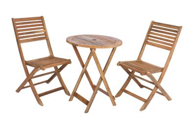 Balkonm?bel-Set AMELIA Akazie Braun Teak-Optik Balkon-Set Gartenm?bel-Set Sitzgruppe