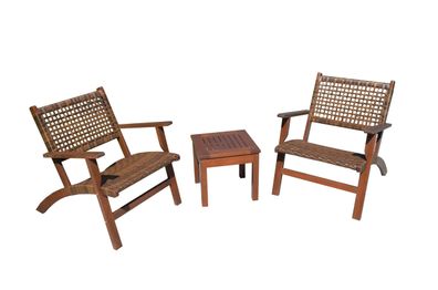 Balkonm?bel-Set AMIRA Eukalyptus Dunkelbraun flach Gartenm?bel-Set Gartengarnitur