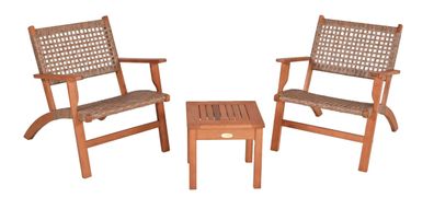 Balkonm?bel-Set AMIRA Teak-Look Eukalyptus Hellbraun flach Gartenm?bel-Set