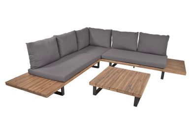 Gartenloungeset CECILE 4-tlg Stahl Schwarz Gartenmöbel Set Garten Loungegruppe