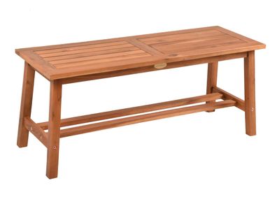 Gartenbank DORINA 100cm Breit Akazie Braun Terrassenbank Wetterfest Sitzbank Outdoor