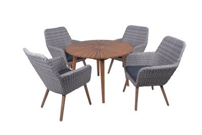 Garten-Sitzgruppe ELVIRA 5-tlg. Akazie Grau Gartenm?bel-Set Gartengarnitur