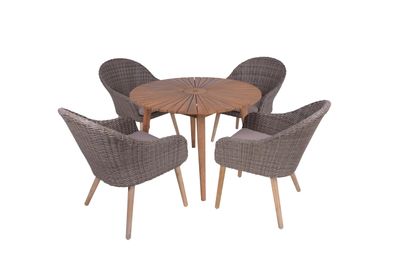 Garten-Sitzgruppe ELVIRA 5-tlg. Akazie Braungrau Gartenm?bel-Set Gartengarnitur
