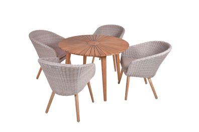 Garten-Sitzgruppe ELVIRA 5-tlg. Akazie Braunwei? Gartenm?bel-Set Gartengarnitur