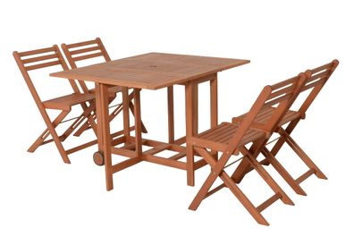 Garten-Sitzgruppe JASMIN 5-tlg. Eukalyptus Braun Gartenm?bel-Set Gartengarnitur