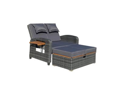 Gartensofa OLIVIA Akazie Anthrazit Gartenliege Sonnenliege