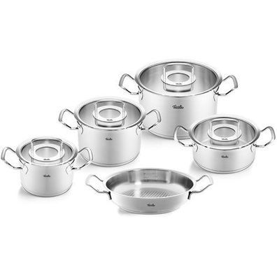 Fissler Original-Profi Collection® 5-teiliges Topf-Set mit Glasdeckeln und Servier