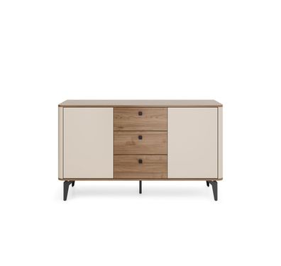 Kommode ELENA 140 cm Eiche Sideboard 2 Türen 3 Schubladen Japandi Anrichte
