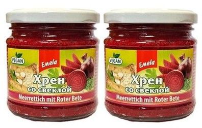 Emelja Meerrettich mit Roter Bete – 2er Pack à 200g – mit Meerrettich