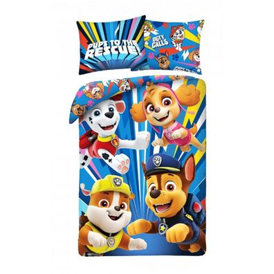 Paw Patrol Bettwäsche Set aus Baumwolle Bettdeckenbezug 160 × 200 cm mit 70 × 80