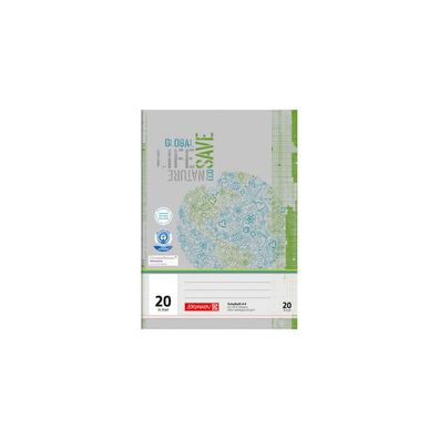 Brunnen Schulheft Recycling Lineatur 20 blanko DIN A4 ohne Rand, 16 Blatt