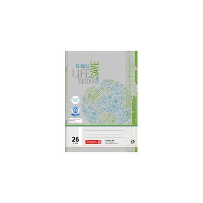 Brunnen Schulheft Recycling Lineatur 26 kariert DIN A4 Außenrand, 16 Blatt