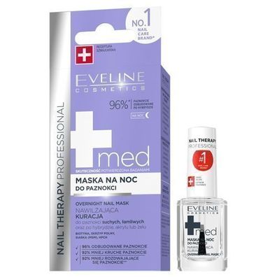 Eveline Med+ Professionelle Nageltherapie Nachtmaske, 12 ml - Intensive Pflege f