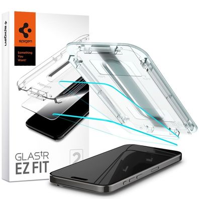 Gehärtetes Glas Spigen Glas. tR EZ Fit für iPhone 15 Pro - 2 Stück