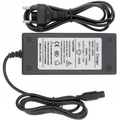 Rosfix Ladegerät 42V 1,5A – 3-Pin Stecker 9mm | für E-Scooter & Hoverboard