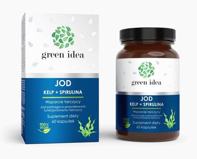 GreenIdea Kelp + Spirulina Nahrungsergänzungsmittel, 60 Kapseln, Algen-Komplex f